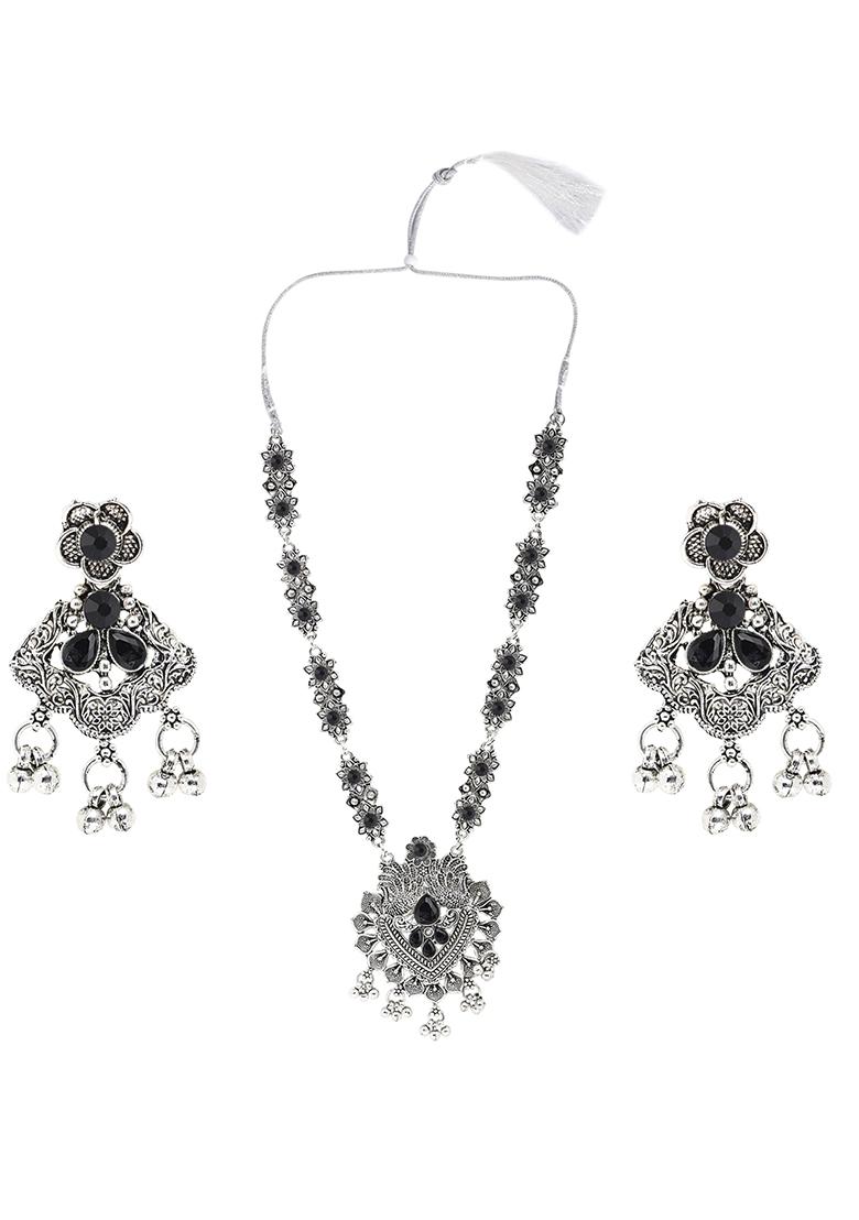 Black Silver Plated Alloy Necklace Set