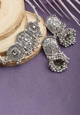 Silver Silver Plated Alloy Choker Set