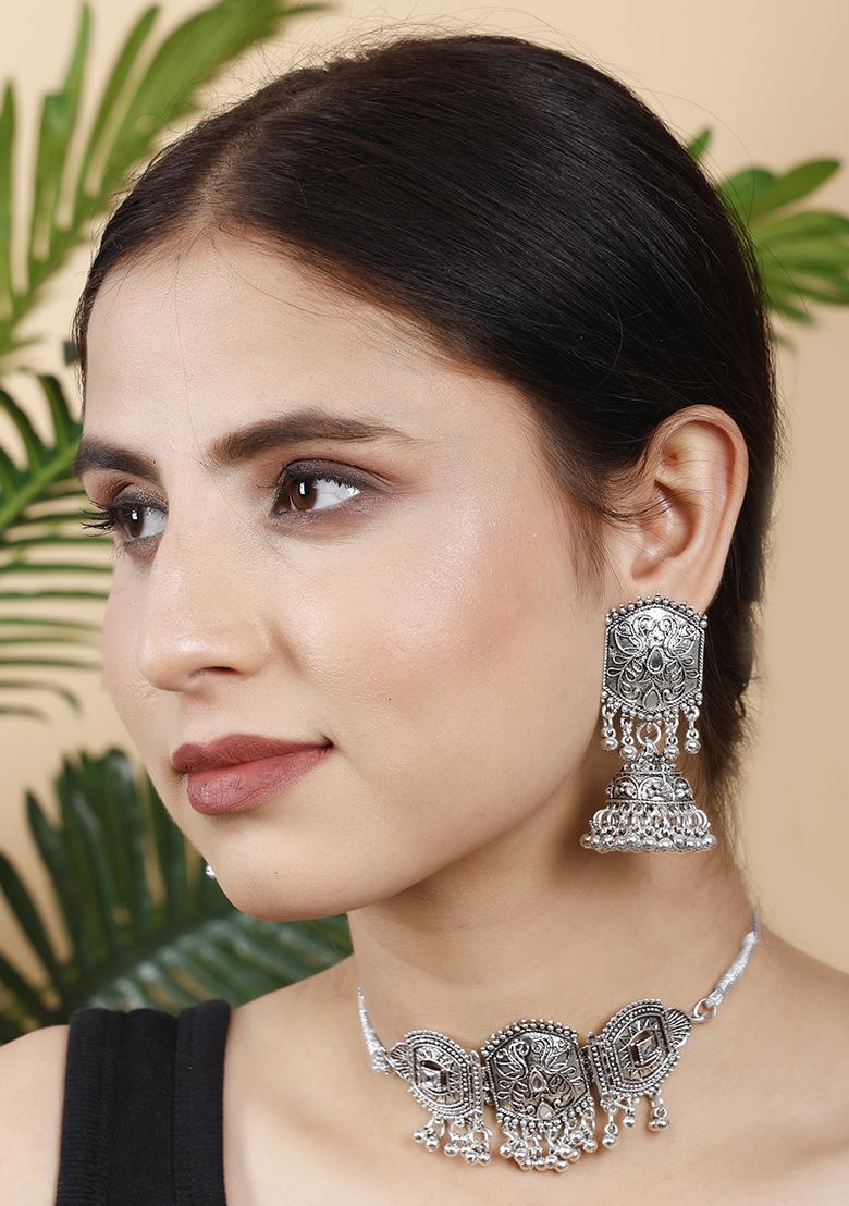 Silver Silver Plated Alloy Choker Set