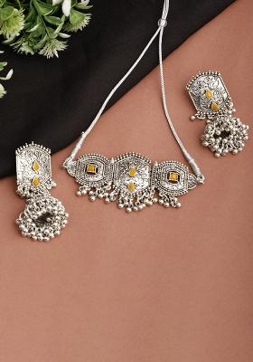 Yellow Silver Plated Alloy Choker Set