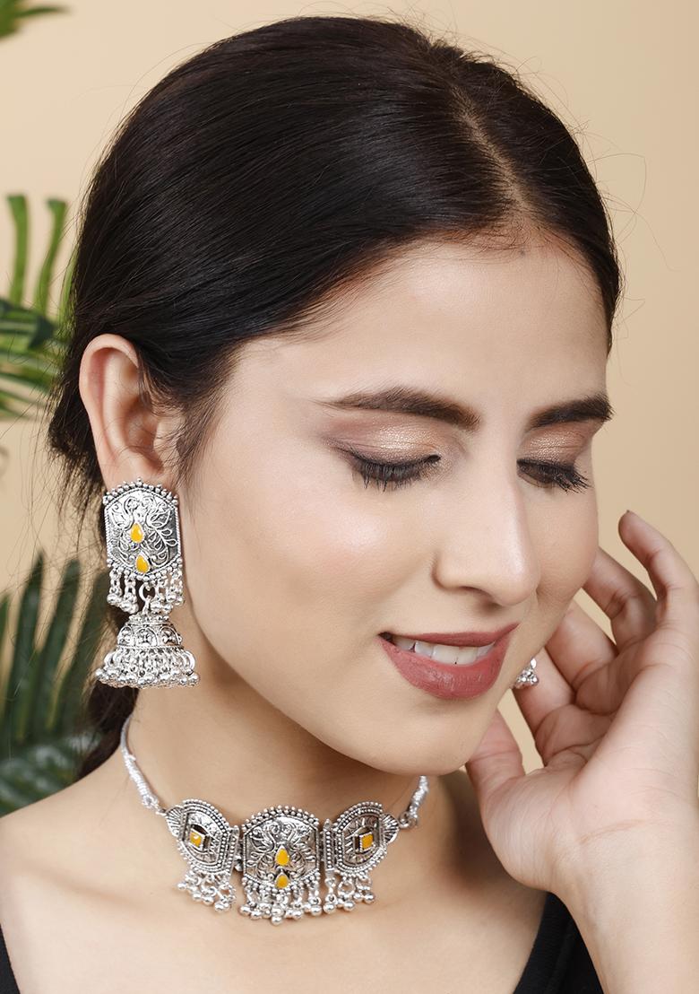 Yellow Silver Plated Alloy Choker Set