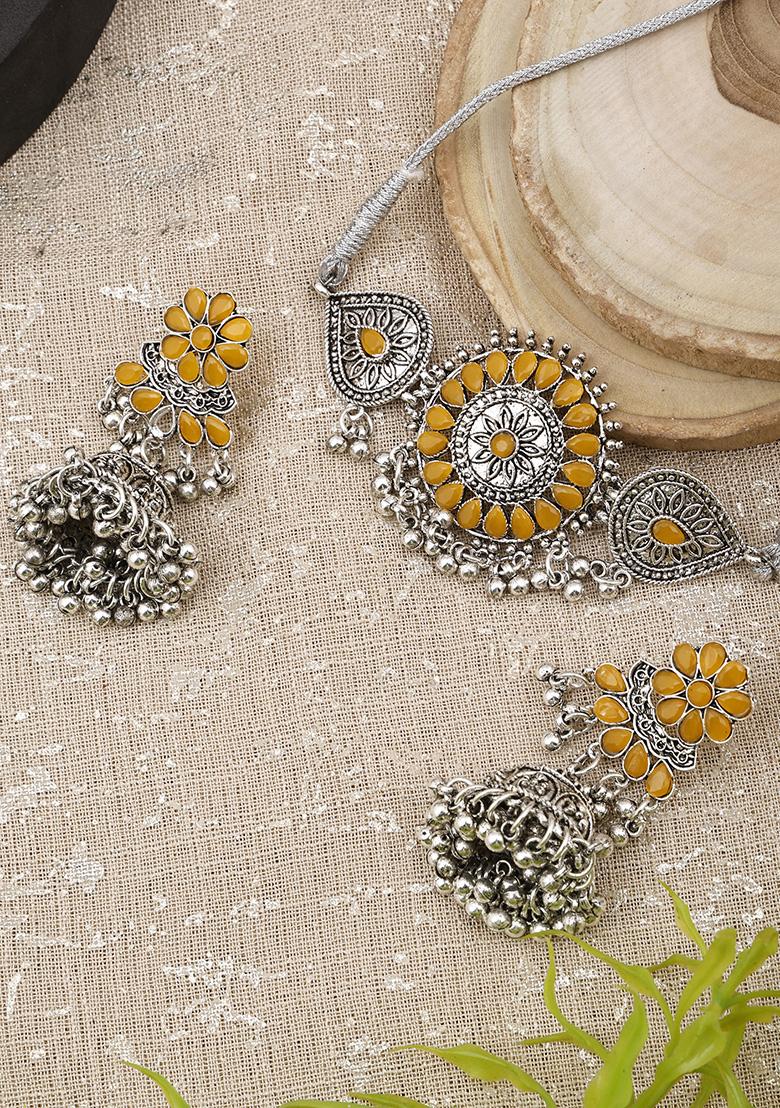 Yellow Silver Plated Alloy Choker Set