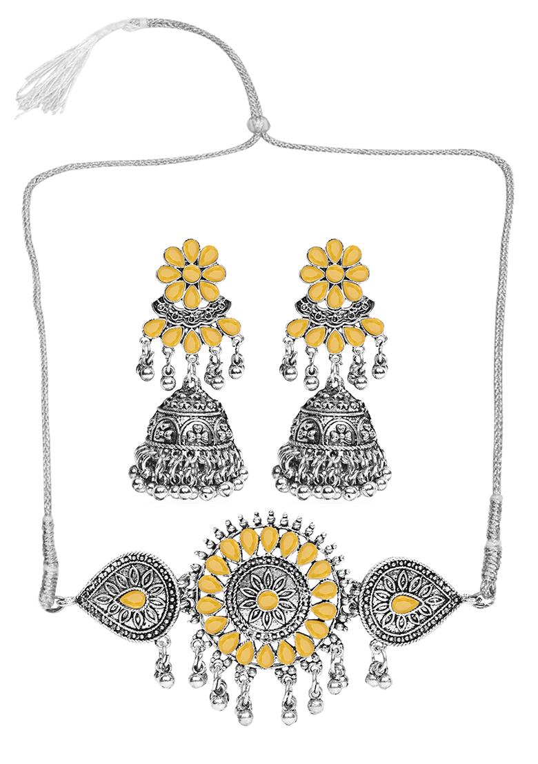 Yellow Silver Plated Alloy Choker Set