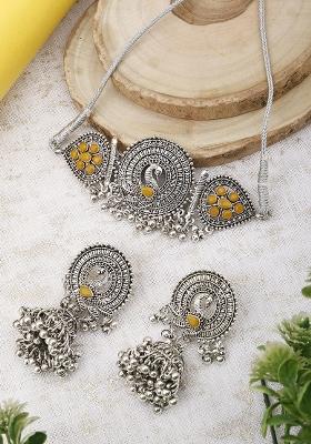 Yellow Silver Plated Alloy Choker Set