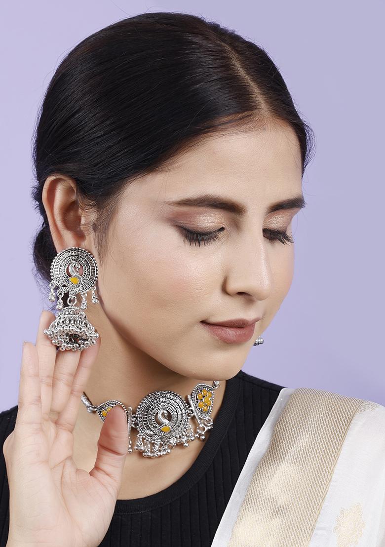 Yellow Silver Plated Alloy Choker Set