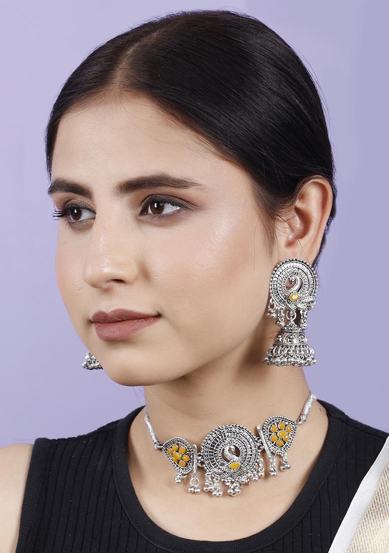 Yellow Silver Plated Alloy Choker Set