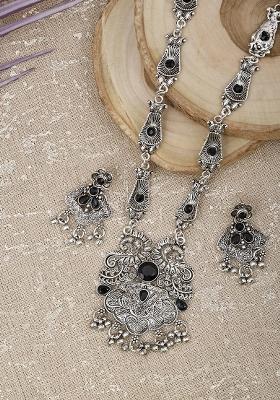 Black Silver Plated Alloy Necklace Set