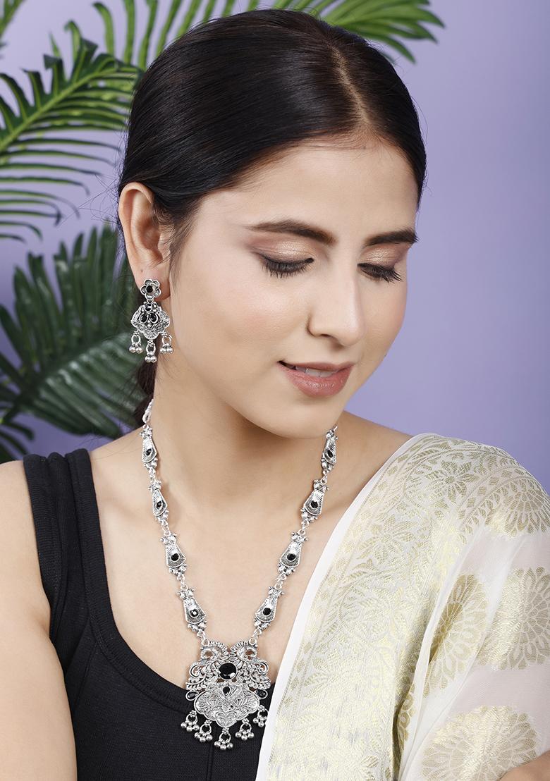 Black Silver Plated Alloy Necklace Set