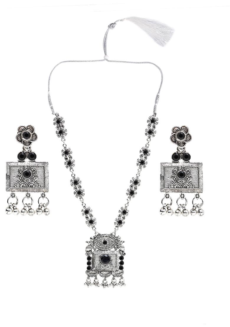 Black Silver Plated Alloy Necklace Set