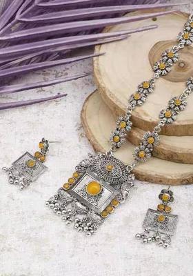 Yellow Silver Plated Alloy Necklace Set
