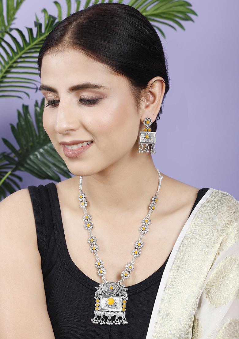 Yellow Silver Plated Alloy Necklace Set