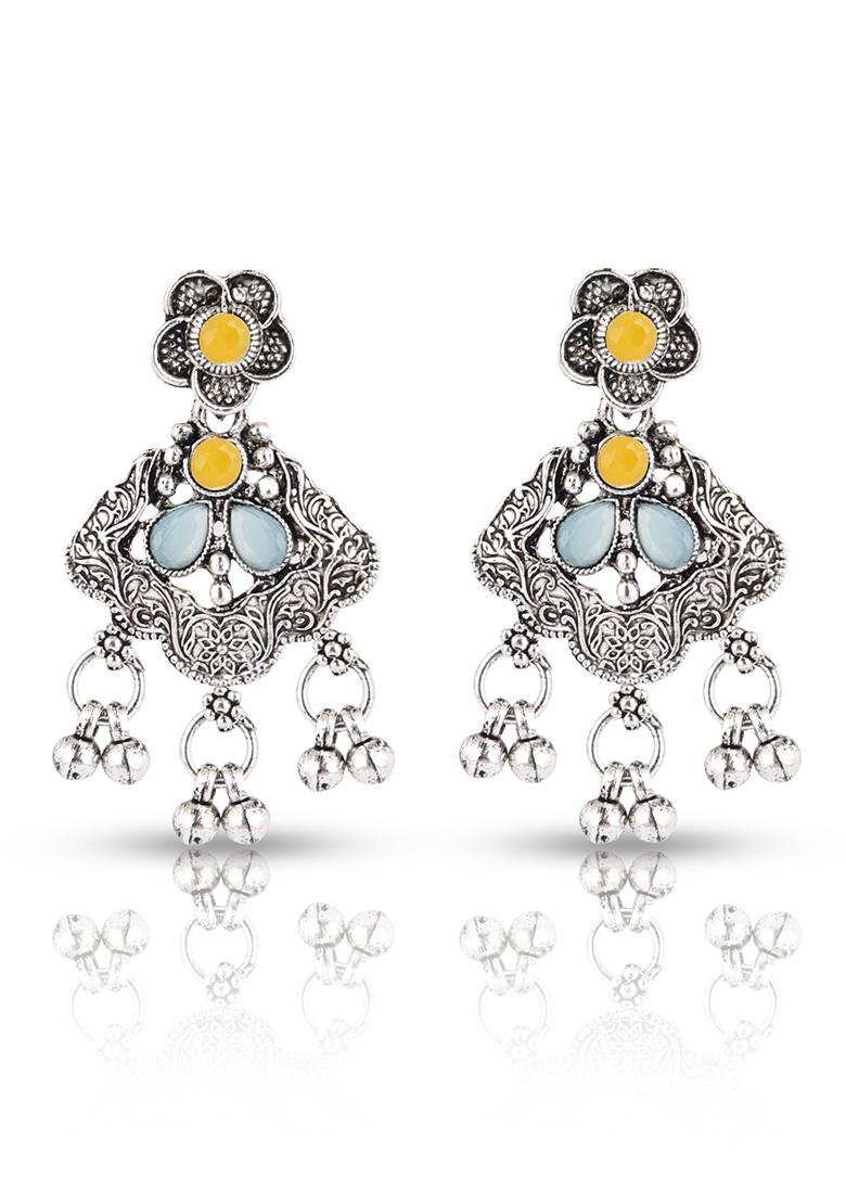 Yellow And Blue Silver Plated Alloy Necklace Set