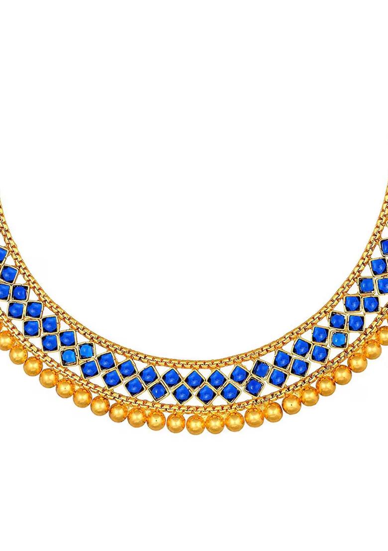 Blue Gold Plated Alloy Necklace Set