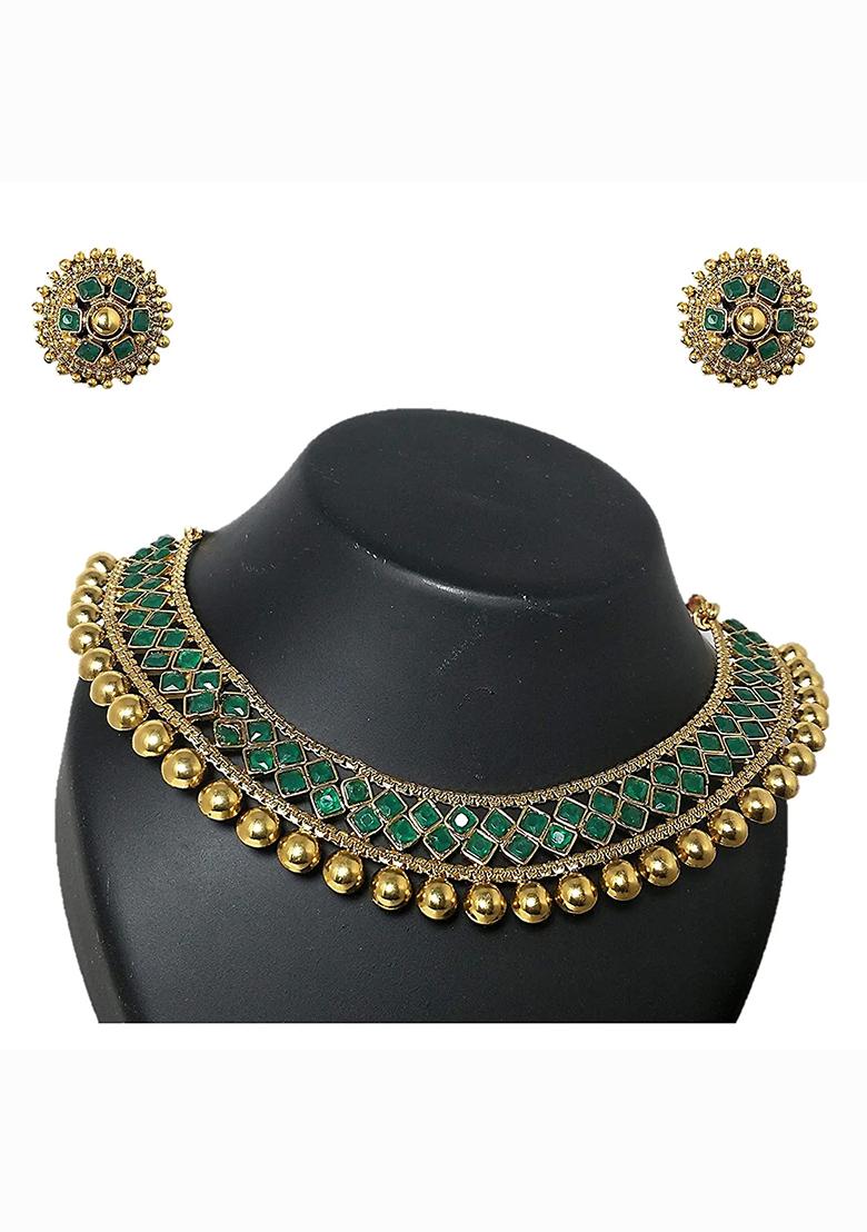 Green Gold Plated Alloy Necklace Set