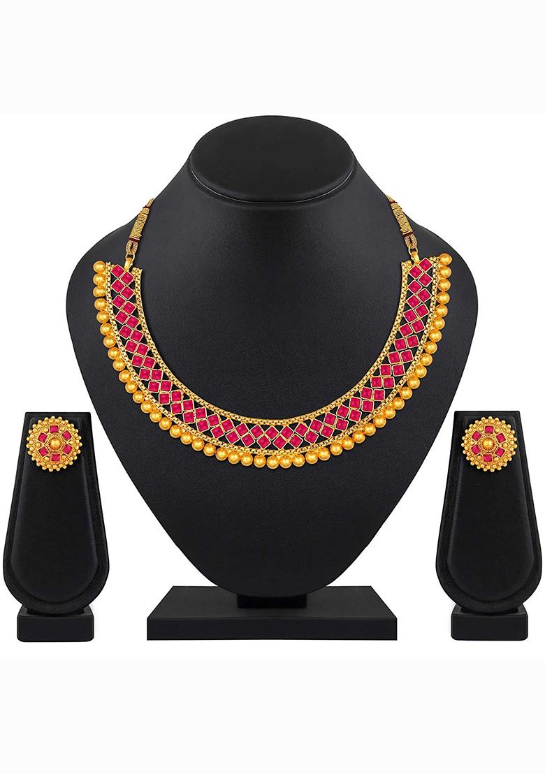 Pink Gold Plated Alloy Necklace Set