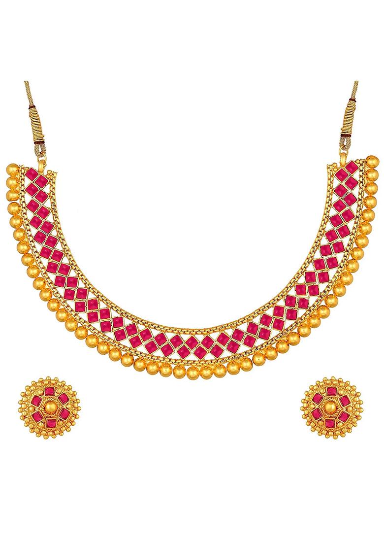 Pink Gold Plated Alloy Necklace Set
