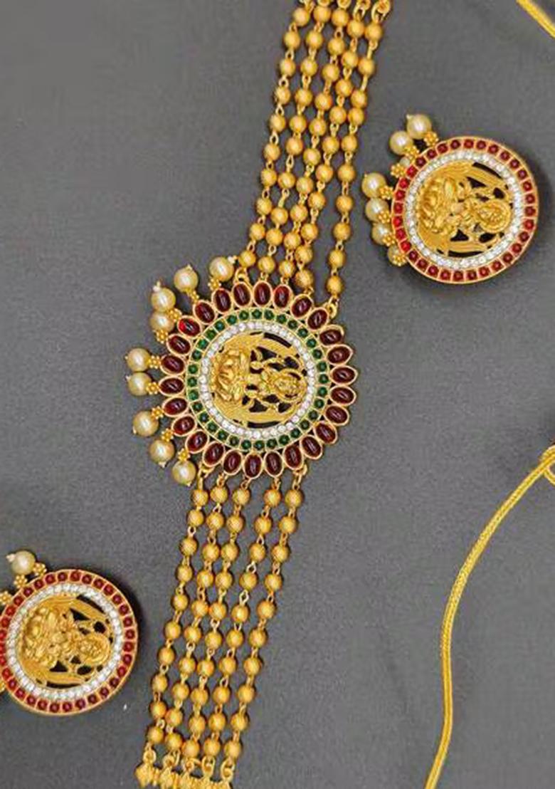 Golden Gold Plated Alloy Necklace Set