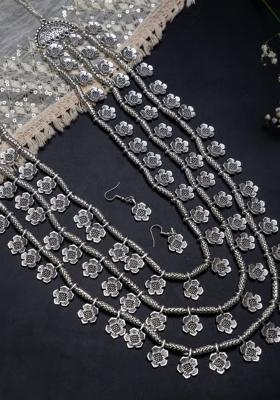 Silver Silver Plated Alloy Necklace Set