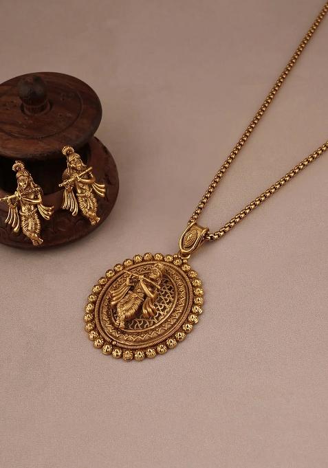 Golden Gold Plated Alloy Necklace Set