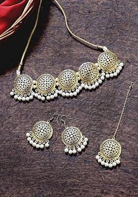 Golden Gold Plated Alloy Necklace Set