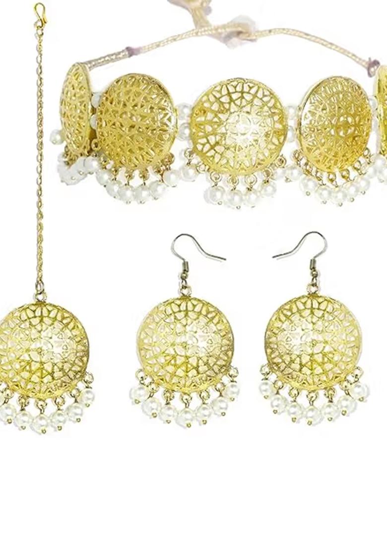 Golden Gold Plated Alloy Necklace Set