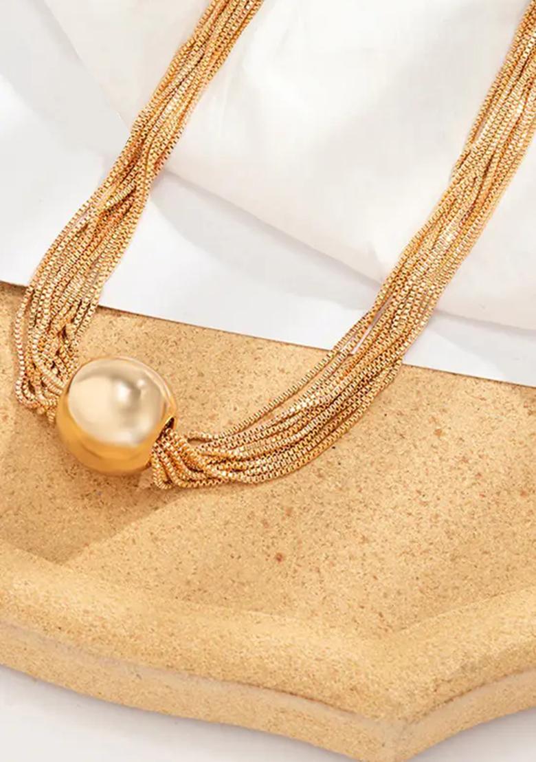 Golden Gold Plated Alloy Necklace Set