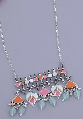 Silver Oxidised Alloy Necklace Set