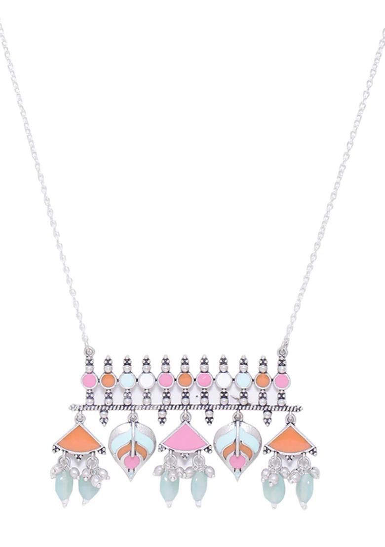 Silver Oxidised Alloy Necklace Set