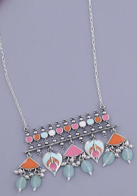 Silver Oxidised Alloy Necklace Set