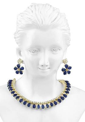 Blue Gold Plated Alloy Necklace Set