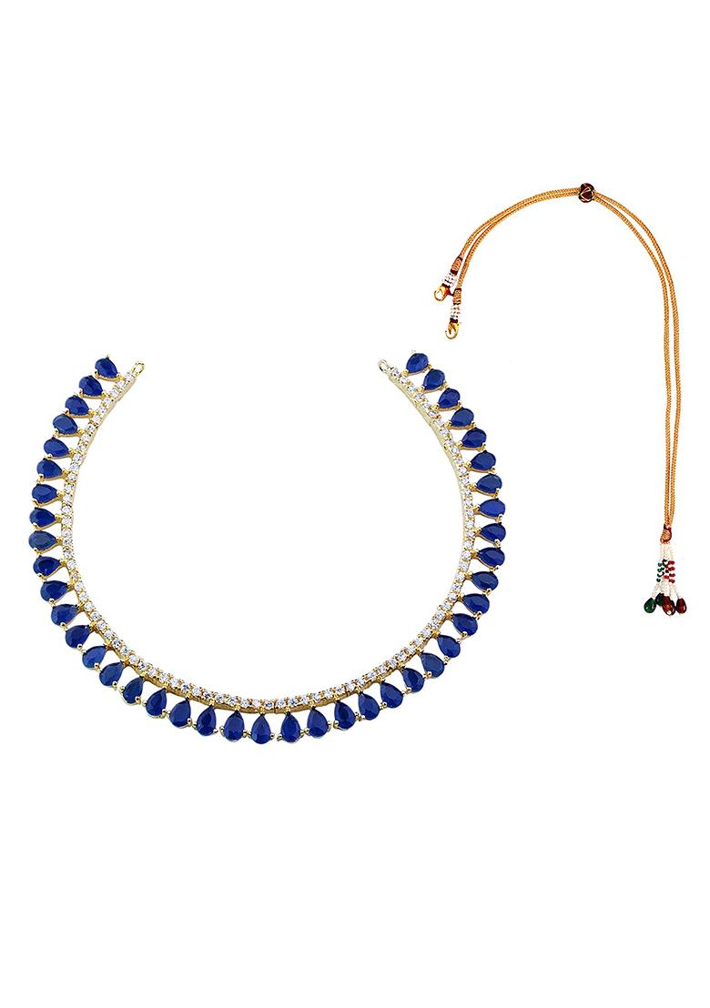 Blue Gold Plated Alloy Necklace Set