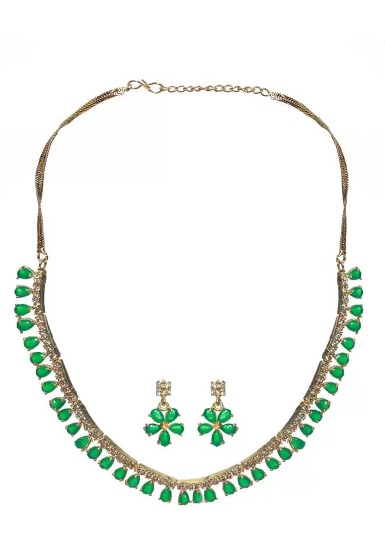 Green Gold Plated Alloy Necklace Set