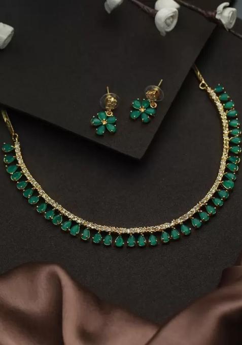 Green Gold Plated Alloy Necklace Set