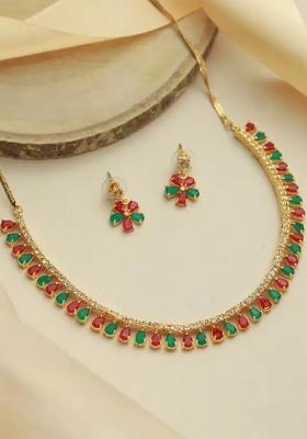 Multicolor Gold Plated Alloy Necklace Set