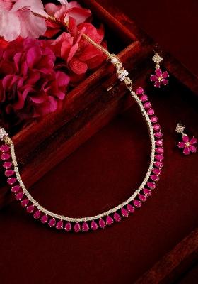 Pink Gold Plated Alloy Necklace Set