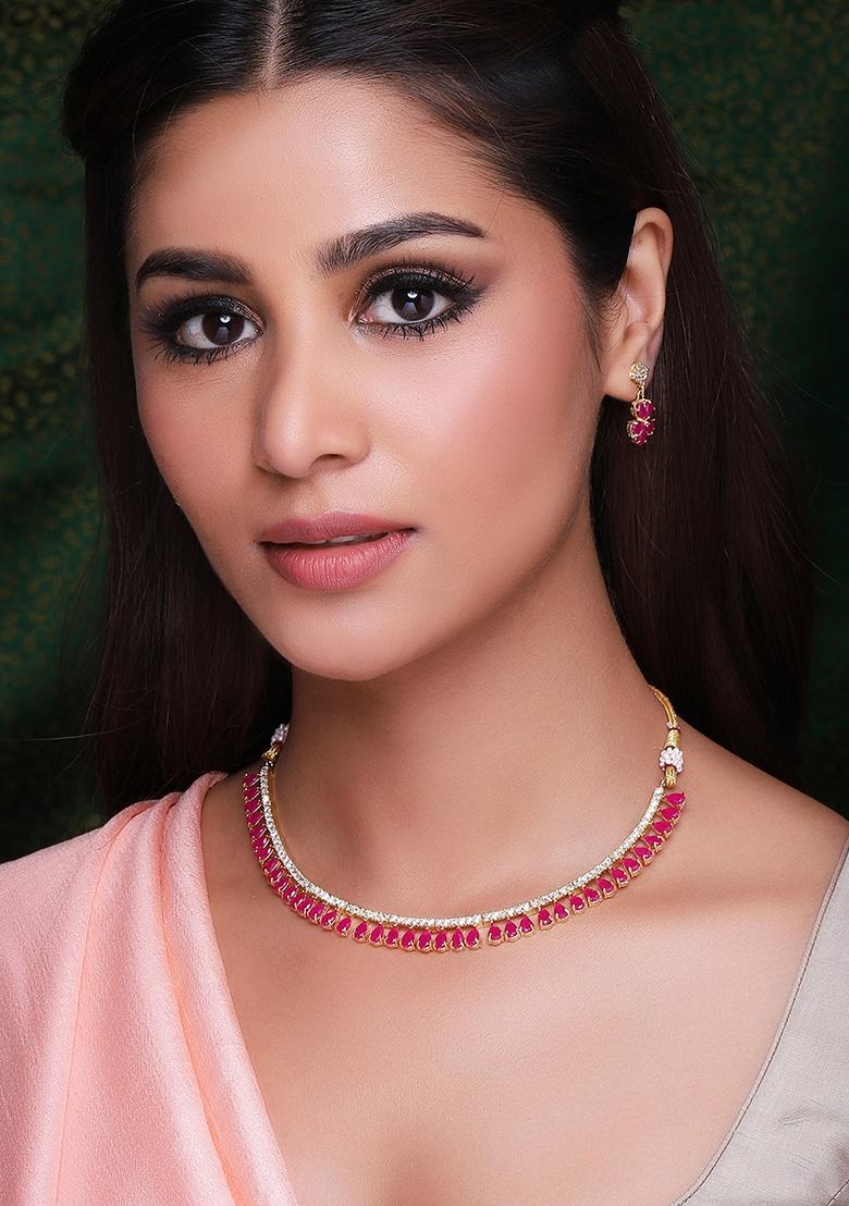 Pink Gold Plated Alloy Necklace Set