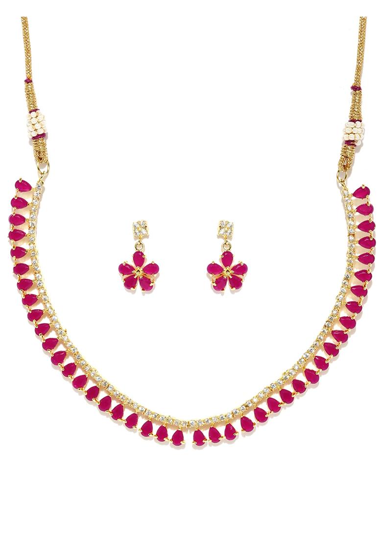 Pink Gold Plated Alloy Necklace Set