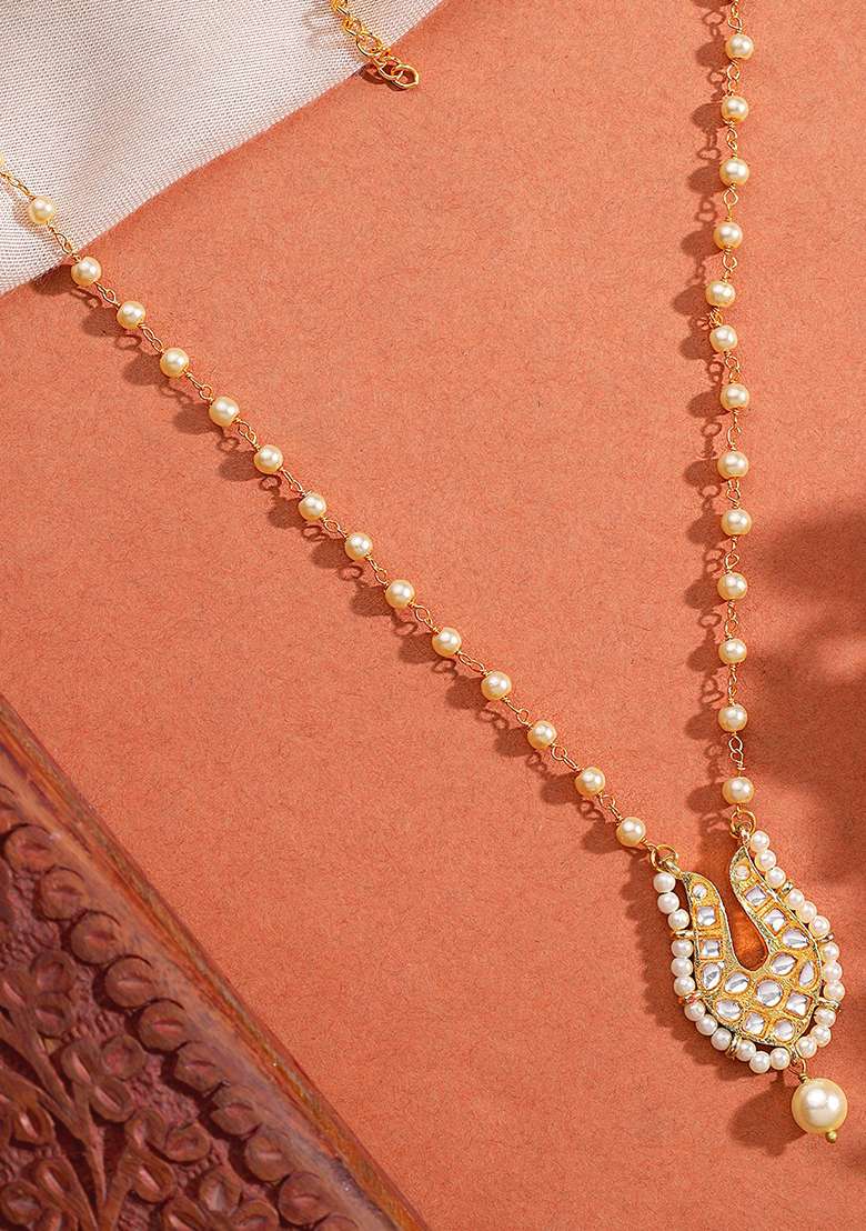 22Kt Gold Plated Regal Pearl Chain Necklace - Indya