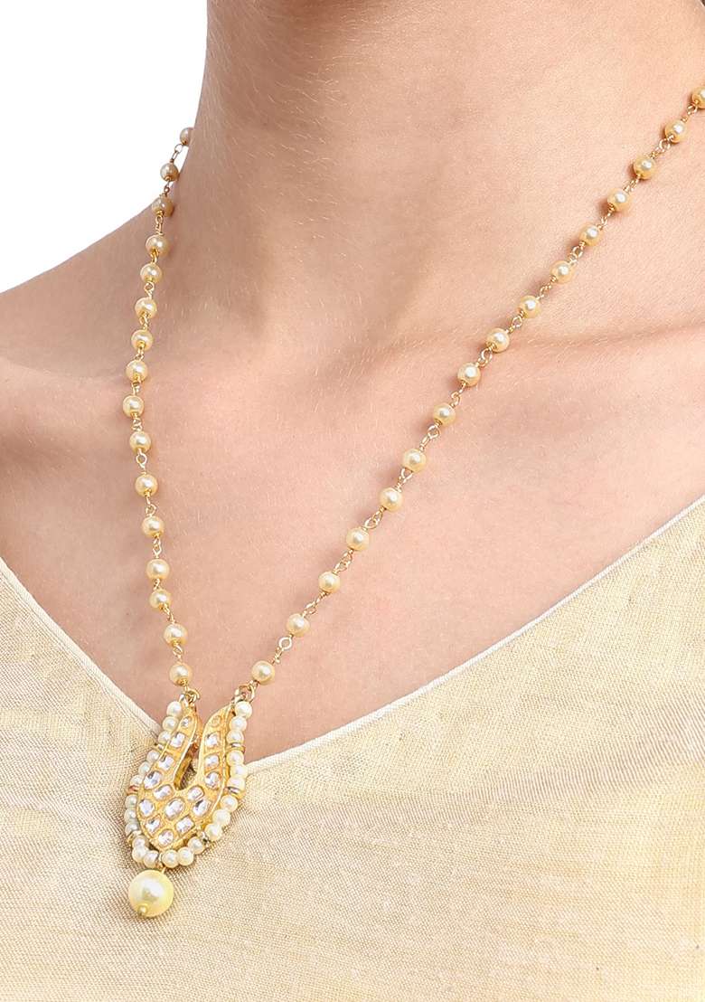 22Kt Gold Plated Regal Pearl Chain Necklace - Indya