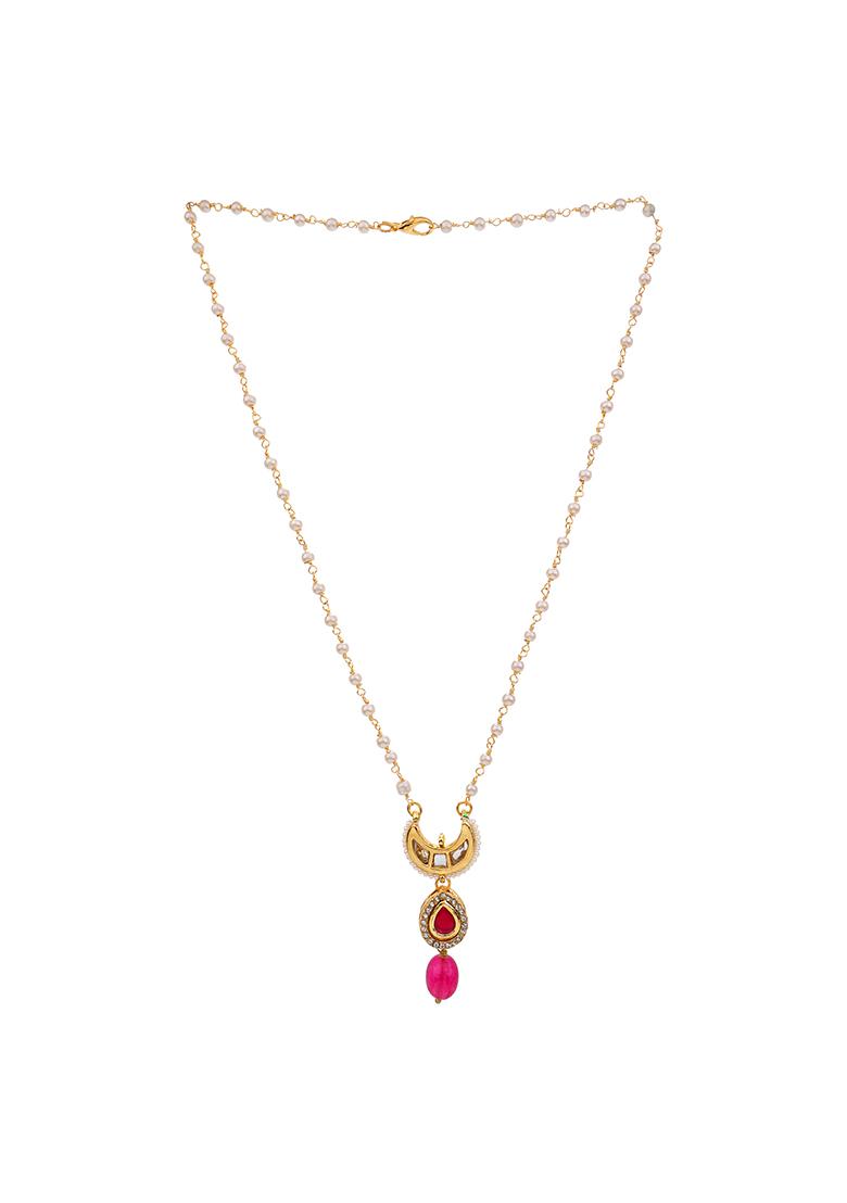 22Kt Gold Plated Blush Moon Pearl Chain Necklace Set