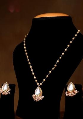 22Kt Gold Plated Ethereal Pearl Chain Necklace Set