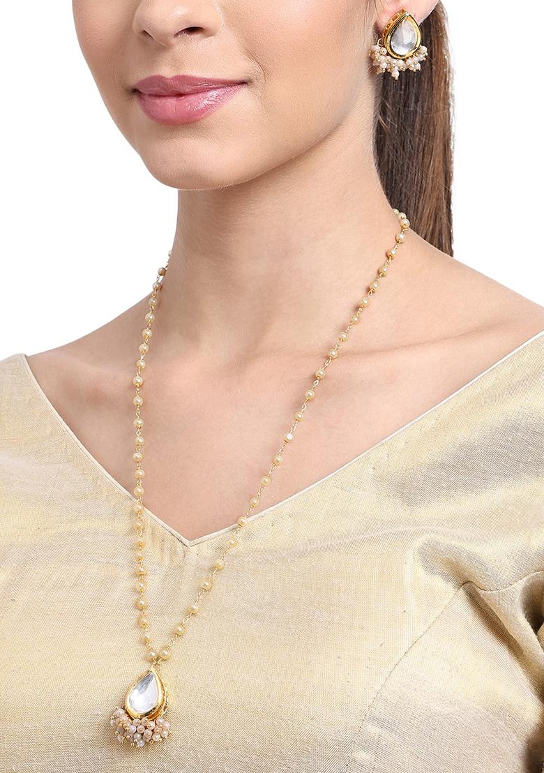 22Kt Gold Plated Ethereal Pearl Chain Necklace Set