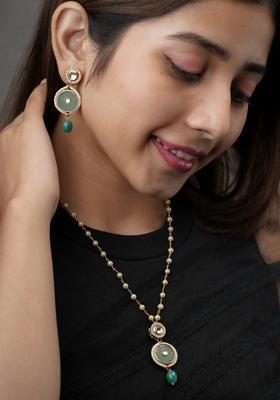 22Kt Gold Plated Luminous Jade Kundan Set