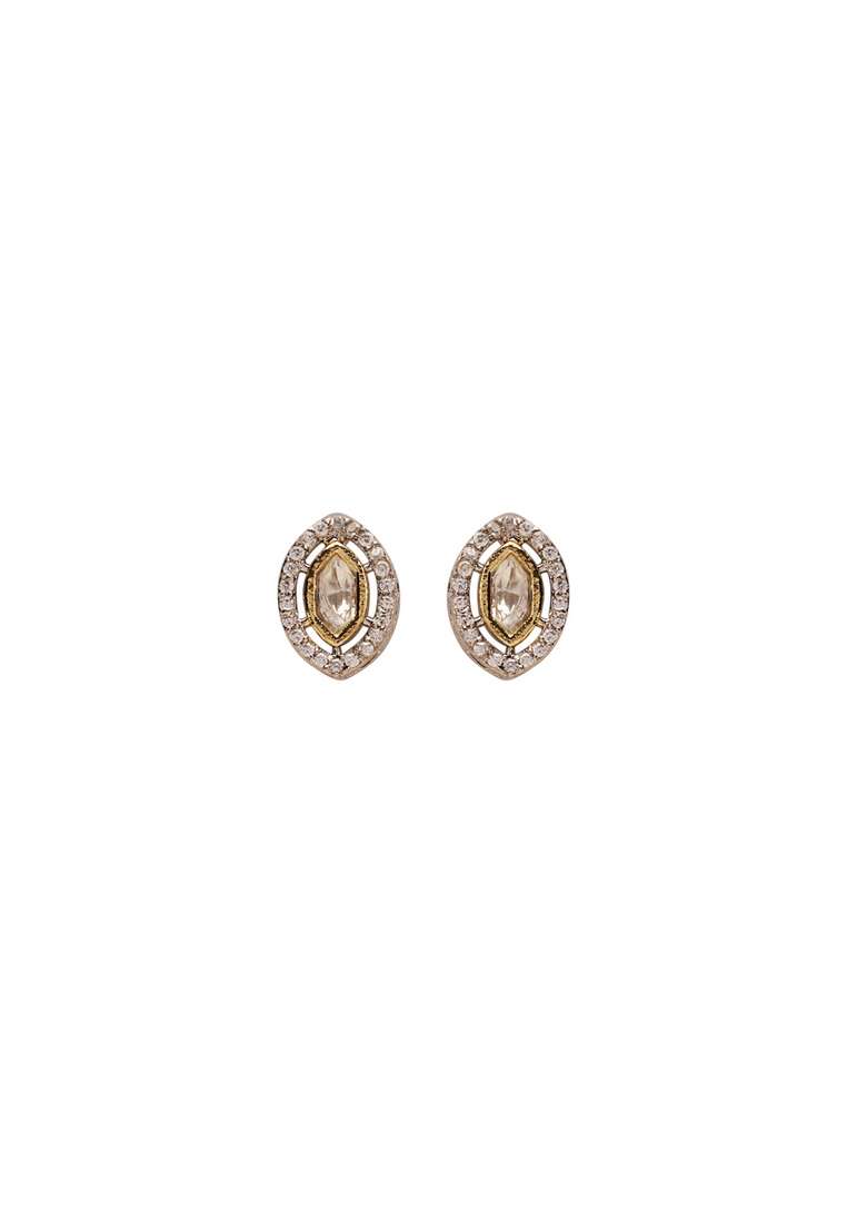22Kt Gold Plated Marquise Pendant Set - Indya