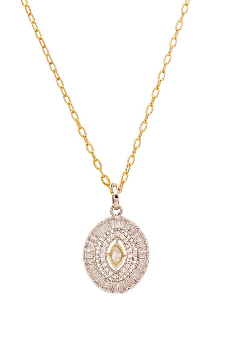 22Kt Gold Plated Marquise Pendant Set - Indya