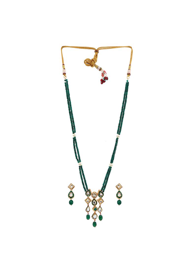 Green Geometric Long Necklace