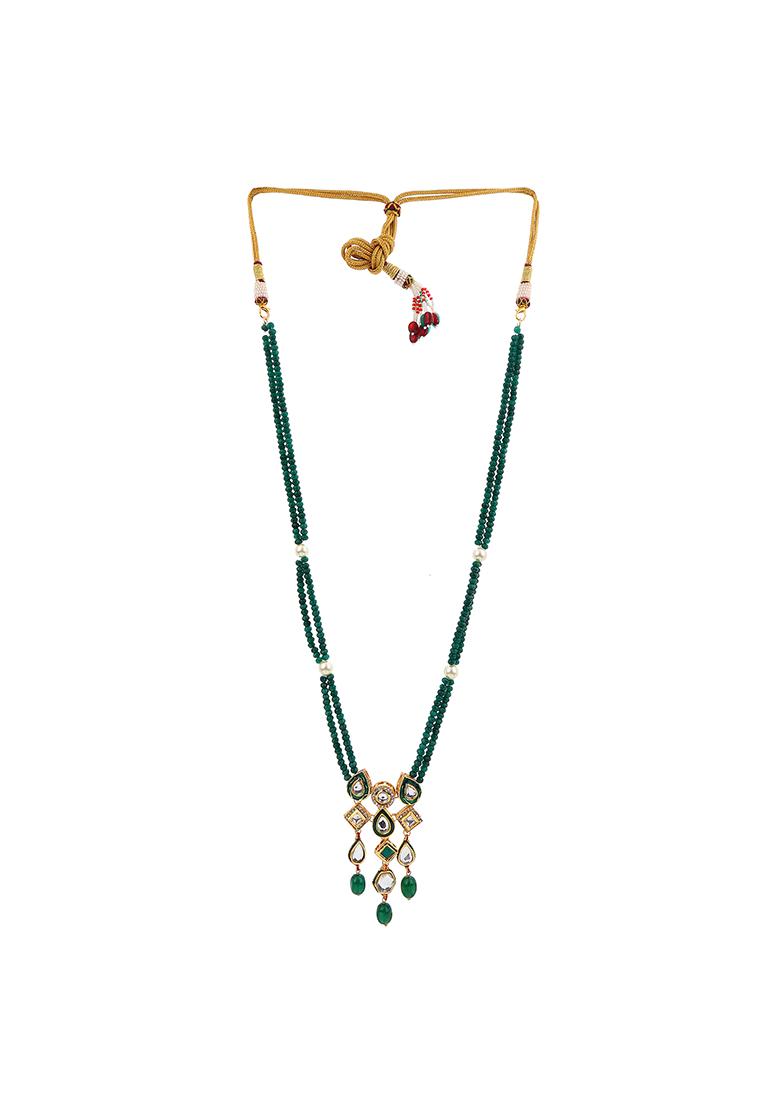 Green Geometric Long Necklace