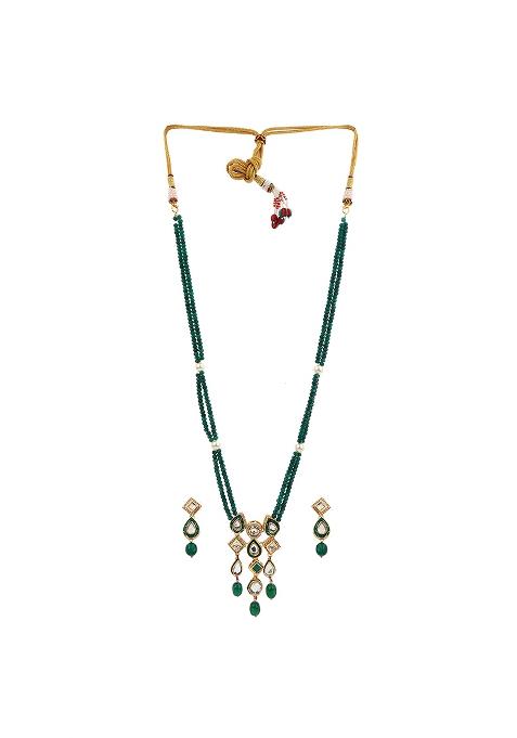 Green Geometric Long Necklace