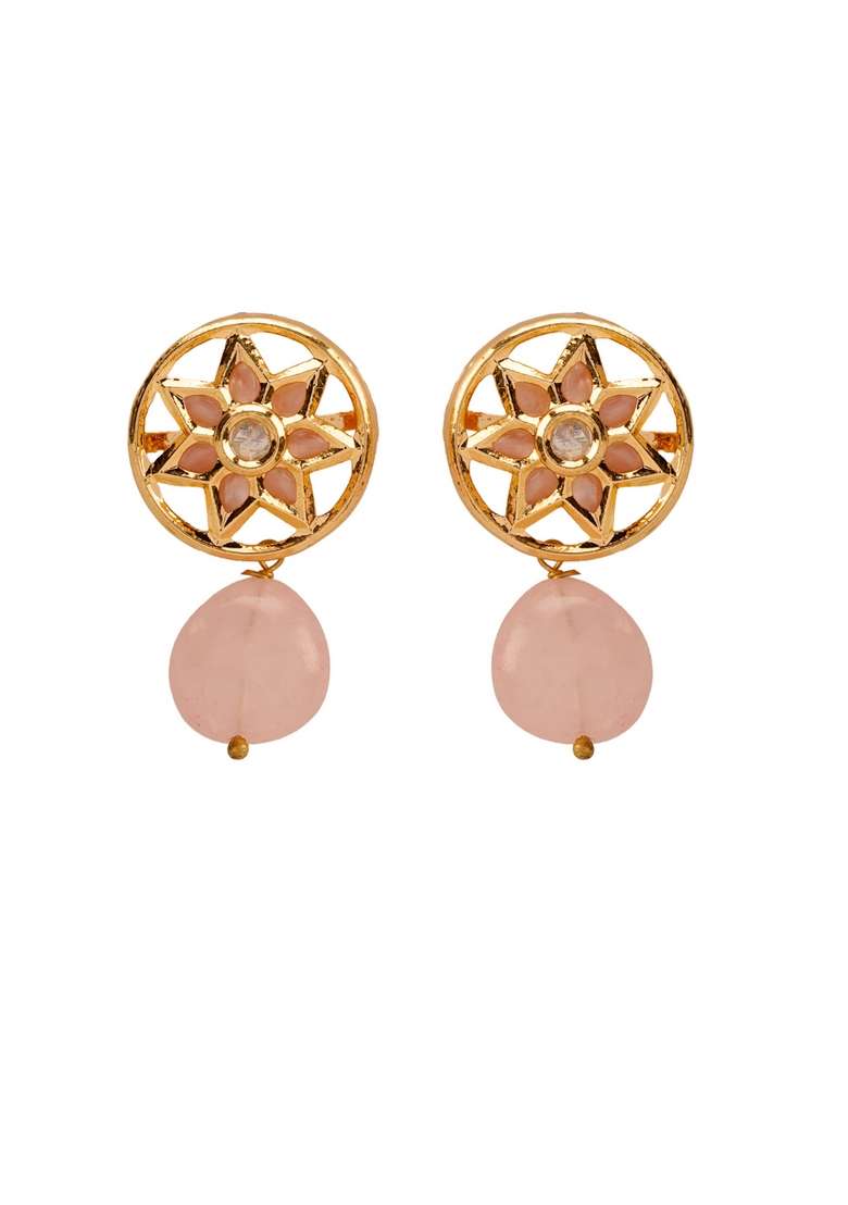 22Kt Gold Plated Ornate Hasli Light Pink - Indya