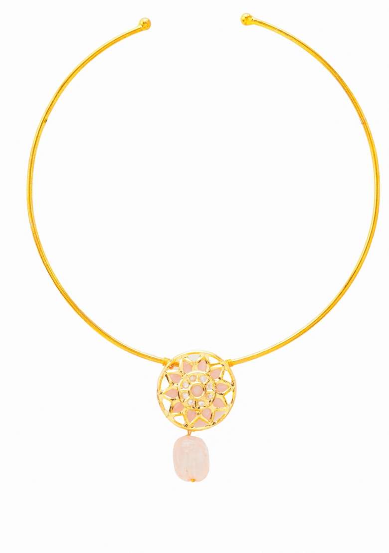 22Kt Gold Plated Ornate Hasli Light Pink - Indya